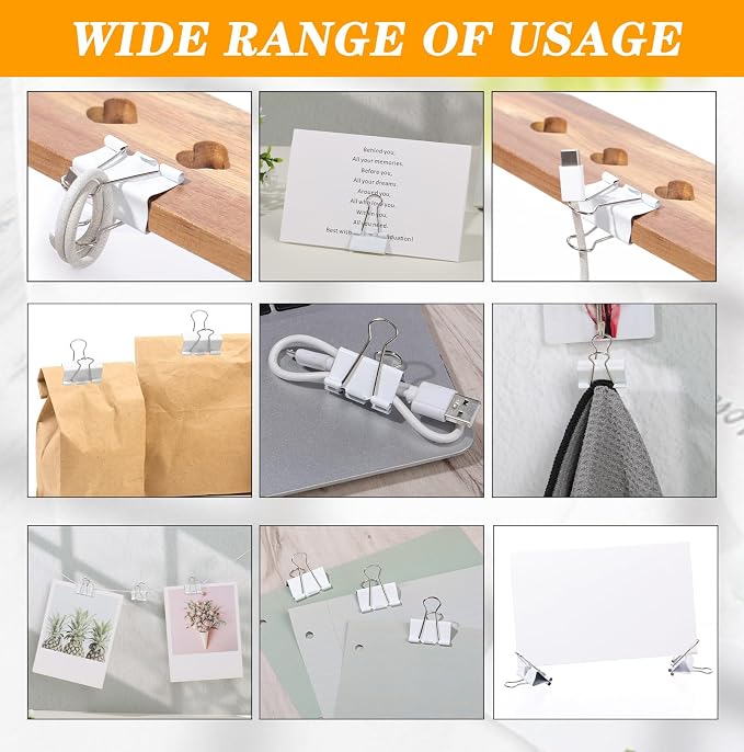 Jetec 200 Pack 1.25in/32mm White Metal Binder Clips Bulk Medium Reusable Fold - Image 6
