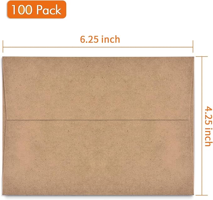100 Pack, Size A4, 100lbs Brown Kraft Paper 4 x 6 Envelopes - Image 7