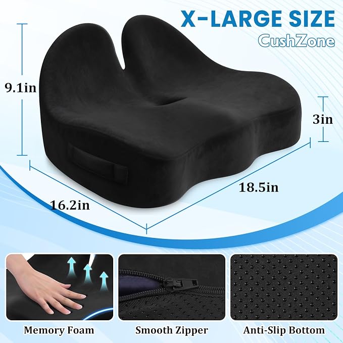 CushZone Seat Cushion, Memory Foam Office Chair Seat Cushion - Image 2