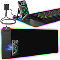 RGB Mouse Pad with Foldable Phone Stand Wireless Charger, 31.5"x11.8" XL Gaming by miroddi