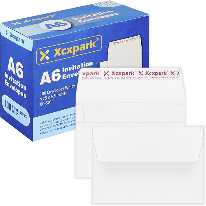 Xxcxpark 100 Qty Printable A6 Invitation Envelopes 4.75 x 6.5 inches Cards by Xxcxpark