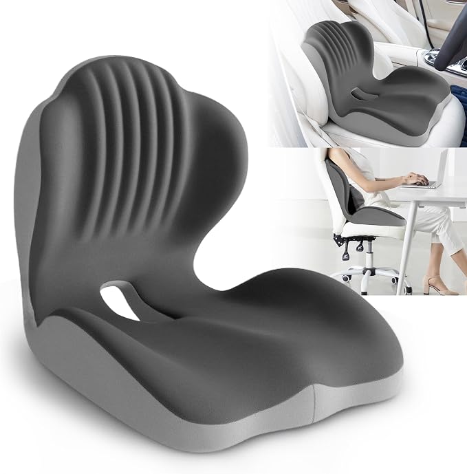 Ergonomic Waist Support and Seat Cushion, L-Shaped Memory Foam Pad, Hollow by LVGREEEN