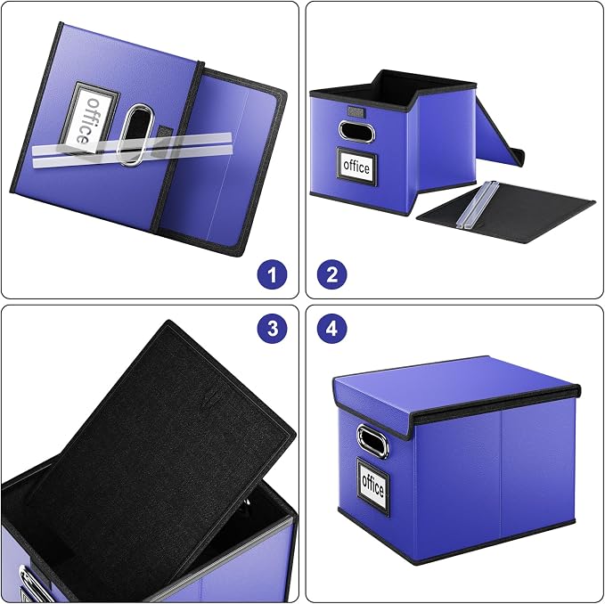 Decorative Leather File Organizer Storage Boxes - Image 7