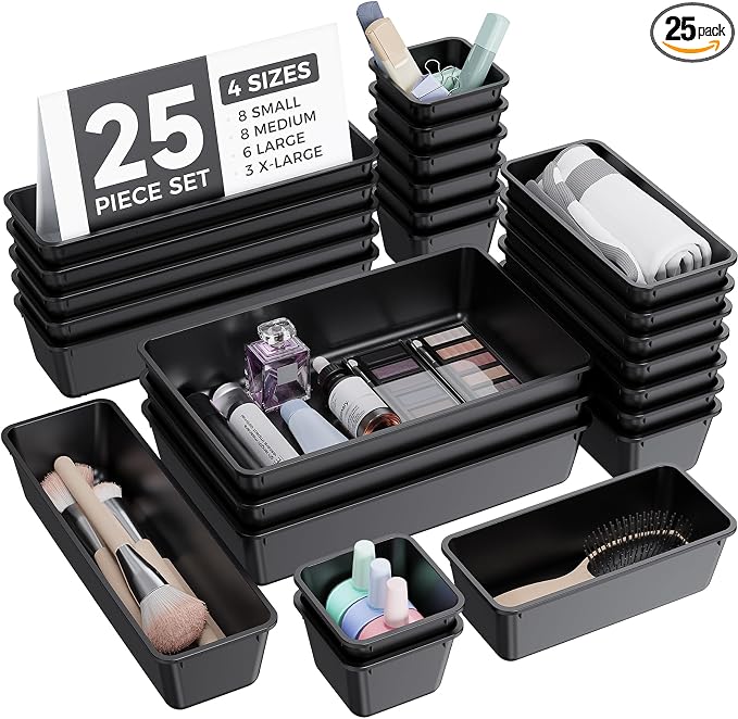 BiuLeon 25 PCS Plastic Drawer Organizers Set, 4-Sizes Vanity and Makeup by Unknown