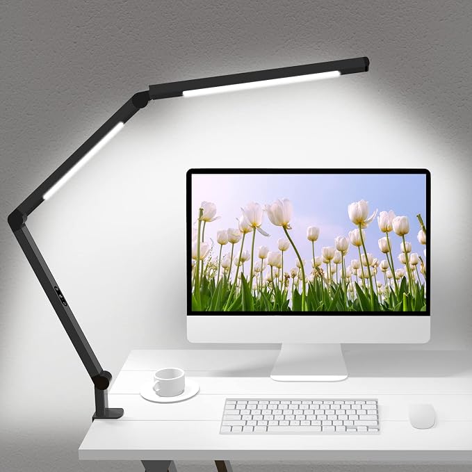 LED Desk Lamp with Clamp, Architect Desk Lamp with Dual Light and Adjustable by Micomlan