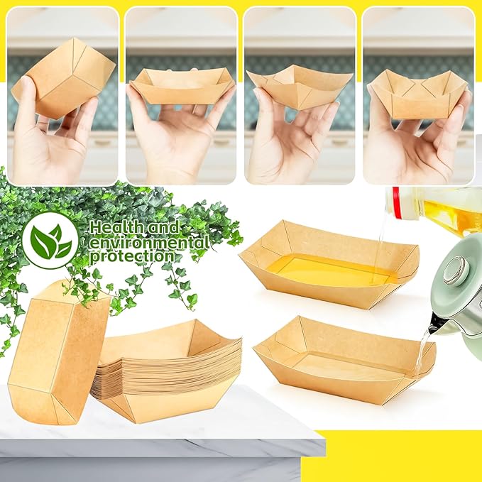 80 Pack 1/2Lb Paper Food Boat Trays Disposable Small Paper Boats Plates - Image 4