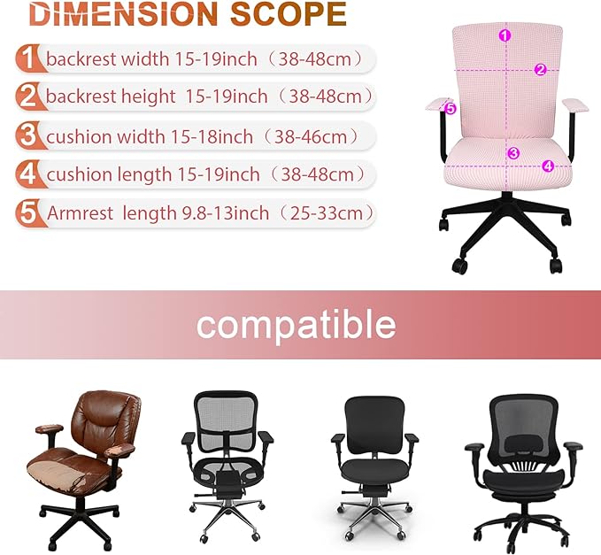 Tallew 4 Pcs Office Chair Covers Set Computer Universal Protective Stretchable - Image 2