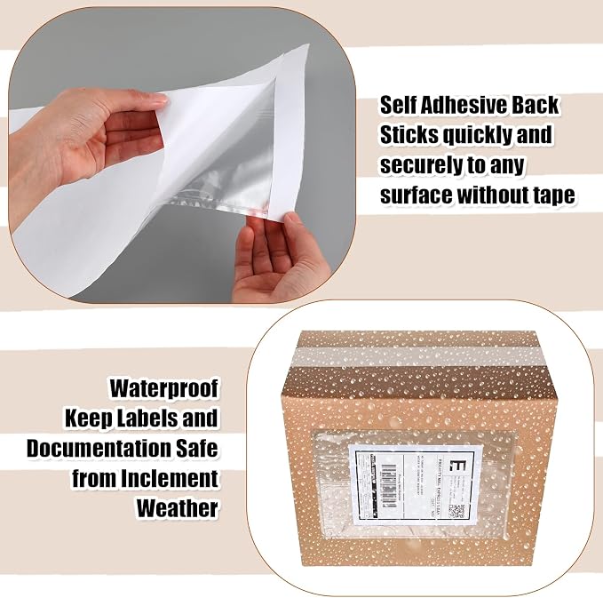 Cholemy 400 Pcs 9.5 x 12 in Clear Packing Slip Pouches Shipping Label Sleeves - Image 5