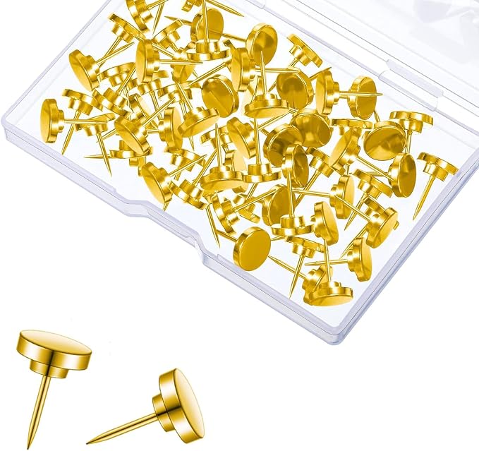 Gold Heavy Duty Thumb Tacks, Push Pins by lengedhope