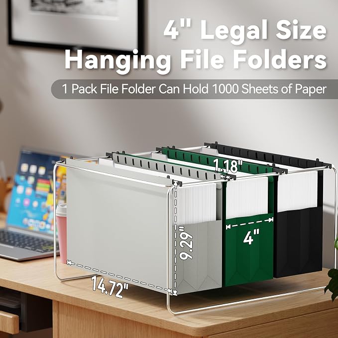 Ansook Legal Size Hanging File Folders Extra Capacity, Expandable 4" Legal Size - Image 3