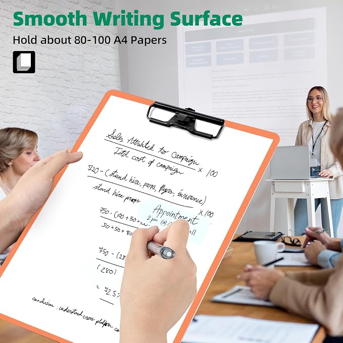 FRETONBA Clipboard with Pen Holder, Plastic Clipboard with Low Profile Metal - Image 4