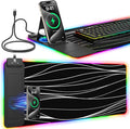 RGB Mouse Pad with Foldable Phone Stand Wireless Charger, 31.5"x11.8" XL Gaming by miroddi