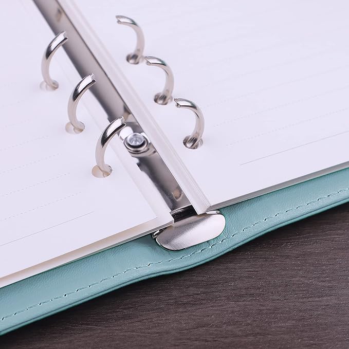 Antner A6 PU Leather Notebook Binder Refillable 6 Ring Budget Binder - Image 4