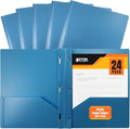 Better Office Products Light Blue Plastic 2 Pocket Folders by BetterOfficeProducts