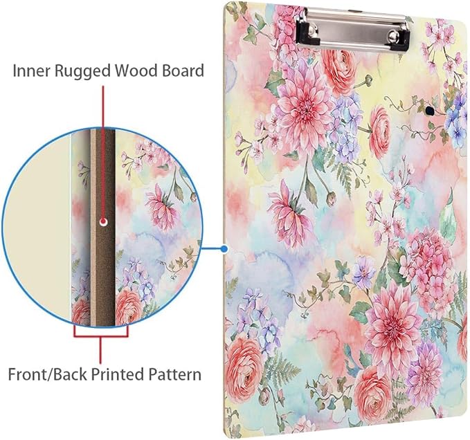 Britimes Clipboard Decorative Office School Hardboard Wood Nursing Clip Board - Image 4