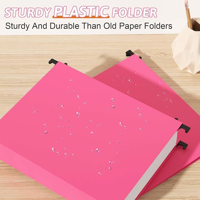 Extra Capacity Plastic Hanging File Folder Letter Size, 12 Pack Reinforced Hang - Image 2