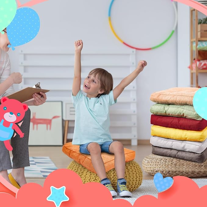 Juexica 8 Pcs Floor Cushions for Kids Floor Pillows Flexible Seating Cushions - Image 5