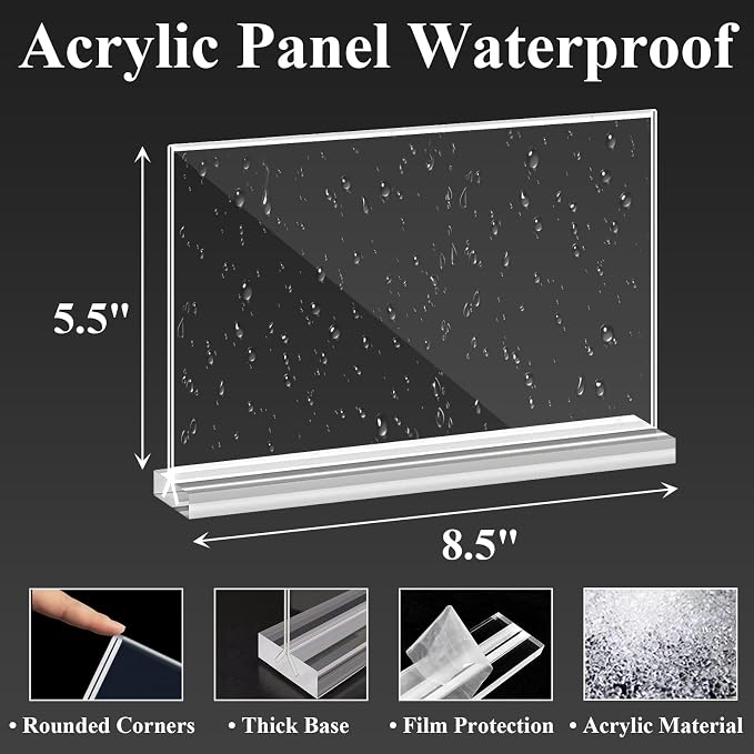 Acrylic Sign Holder 8.5 x 5.5, 8 Pack Double-Sided Standup Table Top Clear Sign - Image 4