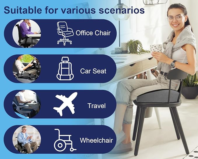 Premium Orthopedic Seat Cushion, X Large Breathable Office Chair Cushion - Image 6