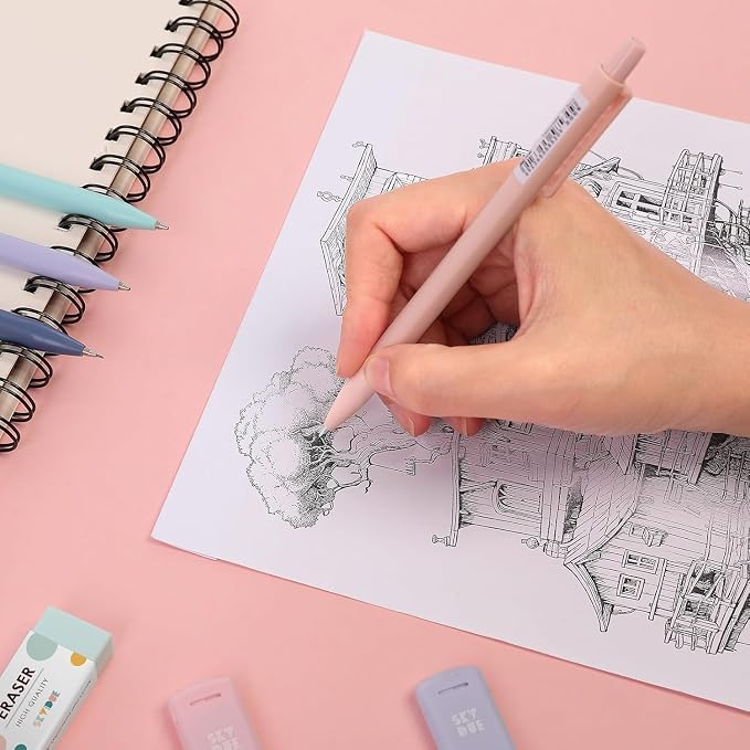 SKYDUE Cute Mechanical Pencils Set, 0.5mm & 0.7mm Mechanical Pencils, Pastel - Image 5