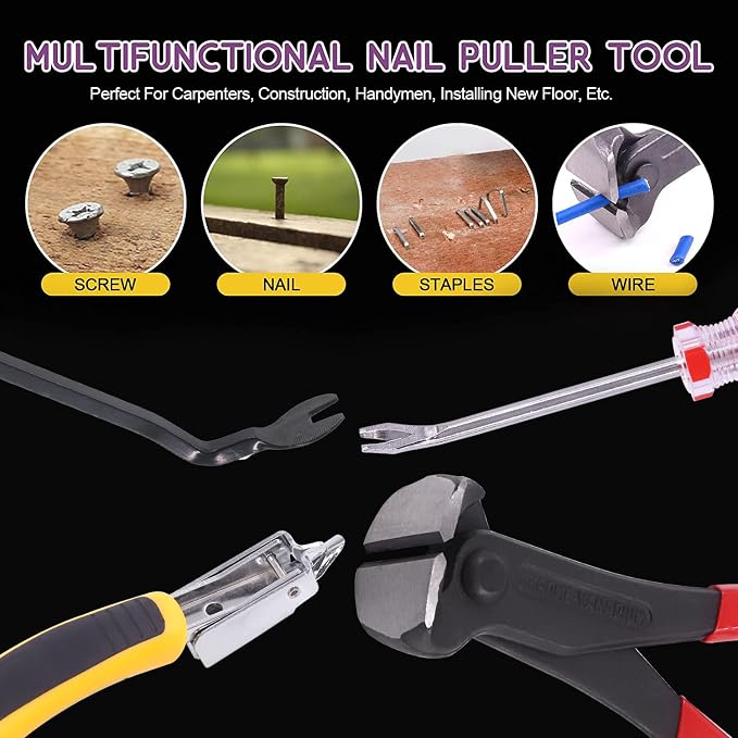 Swpeet 4Pcs Tack Puller Staple Remover Tool Set, Upholstery and Construction U - Image 3