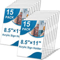 15 Pack Acrylic Sign Holder 8.5 x 11, L-Shape Clear Plastic Display Stand by Seencool