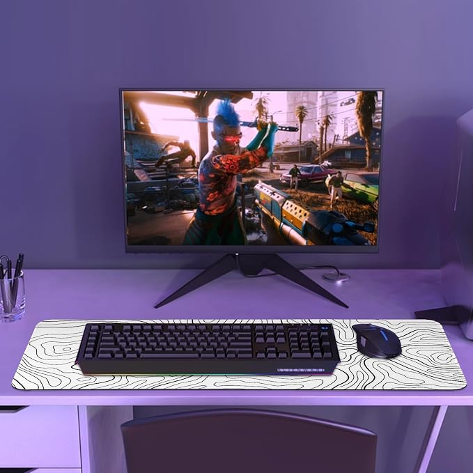 Gaming Mouse Pad Large 31.5 x 11.8in Topographic Keyboard Pad Mouse Pad - Image 2