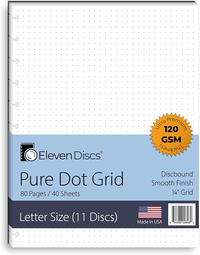 Eleven Discs Discbound Paper, Letter Size Pure Dot Grid Sheets by ElevenDiscs