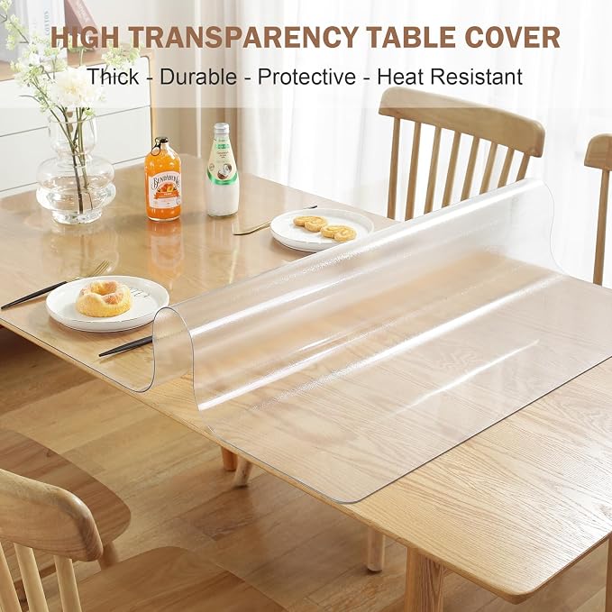 LovePads Frosted Table Cover Protector 42 x 108 Inch, 1.5mm Thick Plastic Table - Image 2