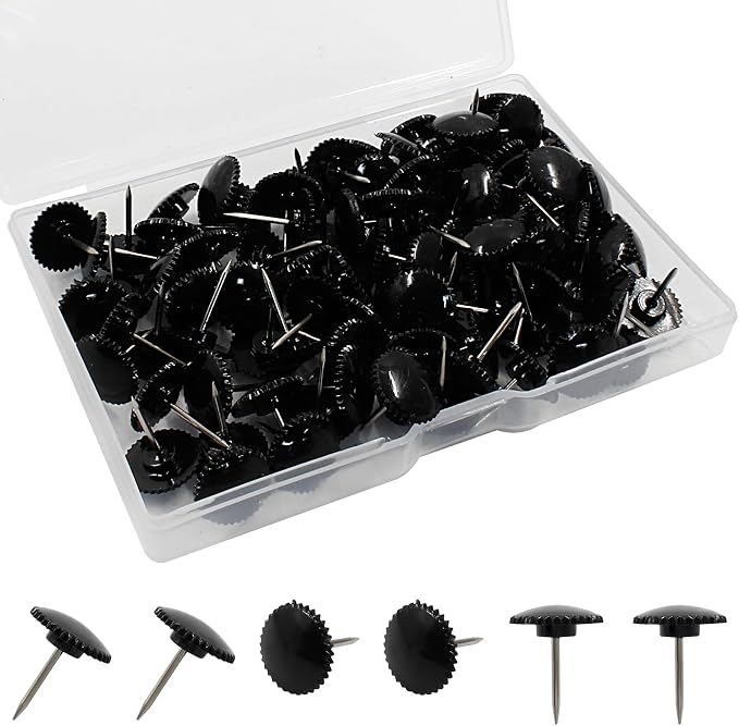 Piutouyar 100 Pcs Black Push Pins, Plastic Thumb Tacks by Piutouyar