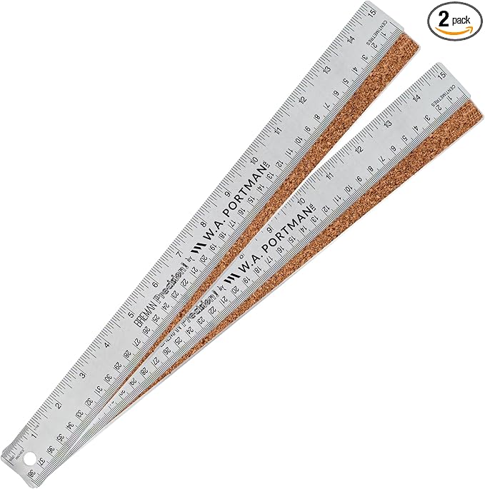 Breman Precision Metal Ruler 15 Inch Cork Back – 2 Pk Stainless Steel Straight by WAPortman