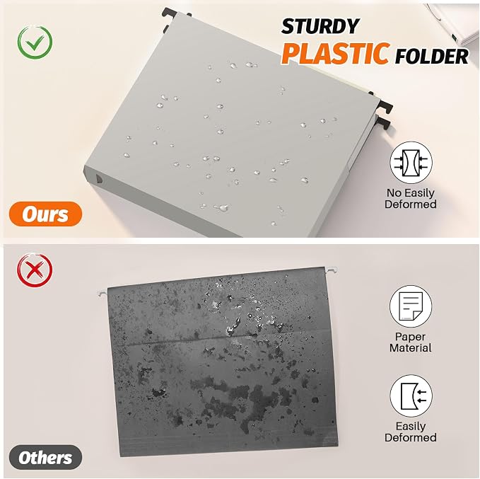 Shutex Extra Capacity Plastic Hanging File Folders, 12 Pack Reinforced - Image 3