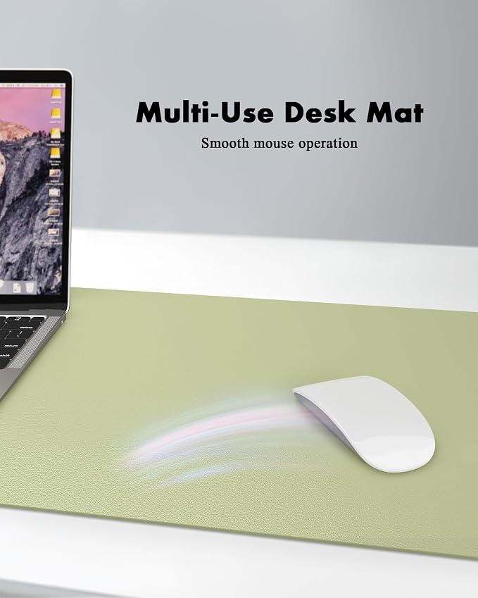 YSAGi Double-Sided Desk Pad, 31.5"x15.7" Leather Desk Mat, Eco Cork Desk Pad - Image 5