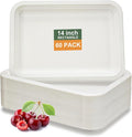 60 Pack White Disposable Food Trays, 14INCH Extra Large Disposable Plates by BangShou