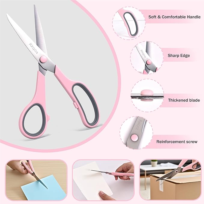 Black 6 Scissors Pack, Rkqoa 8" All Purpose Sharp Scissor - Image 3