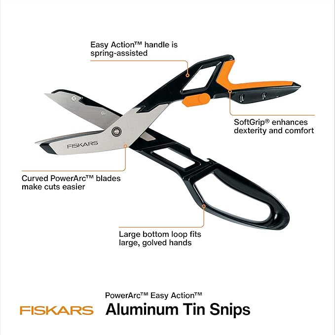 FISKARS PowerArc Easy Action Aluminum Tin Snips - Image 2