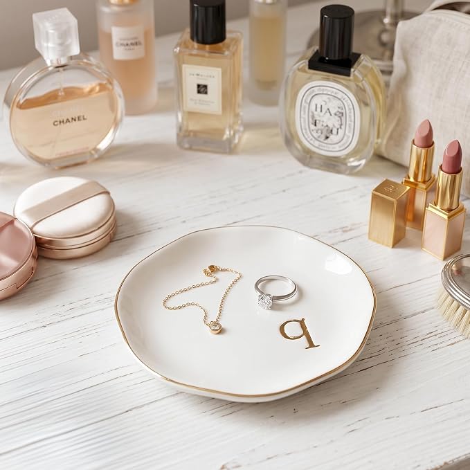 Ceramic Jewelry Tray, Personalized Initial Jewelry Dish - Image 4