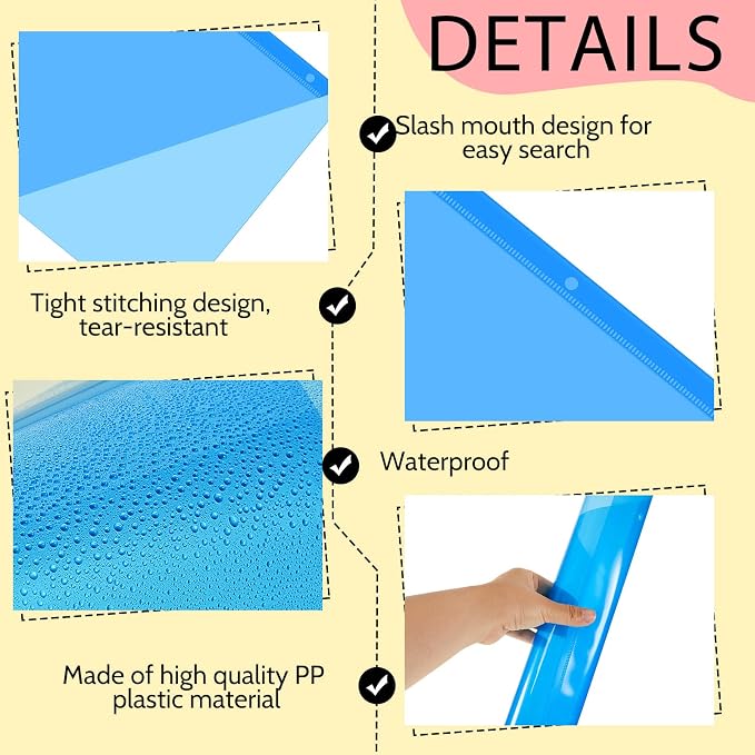 Maitys 50 Pack Binder Pockets 3 Hole Punch Clear Plastic Document Folders - Image 3