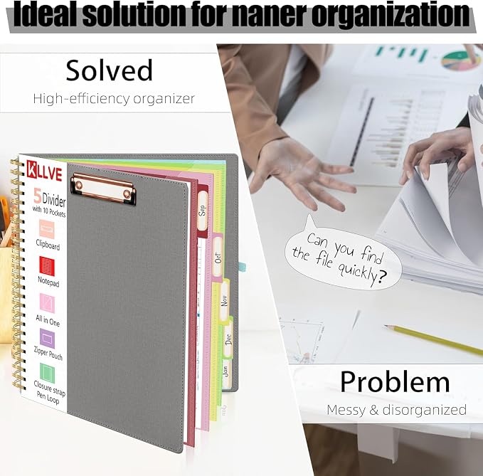 Grey Foldable Spiral Clipboard Folio - Image 6