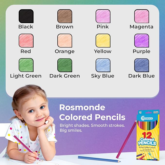Rosmonde 100 Pack Colored Pencils Bulk Set, 12 Assorted Pre Sharpened Pencil - Image 4