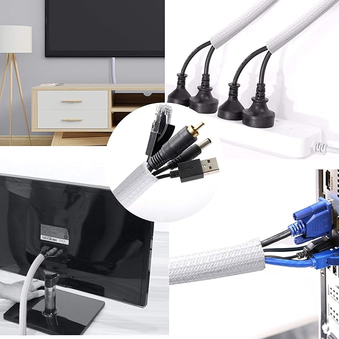 10ft - 3/4 inch Braided Cable Management Sleeve Cord Protector - Self-Wrapping - Image 5
