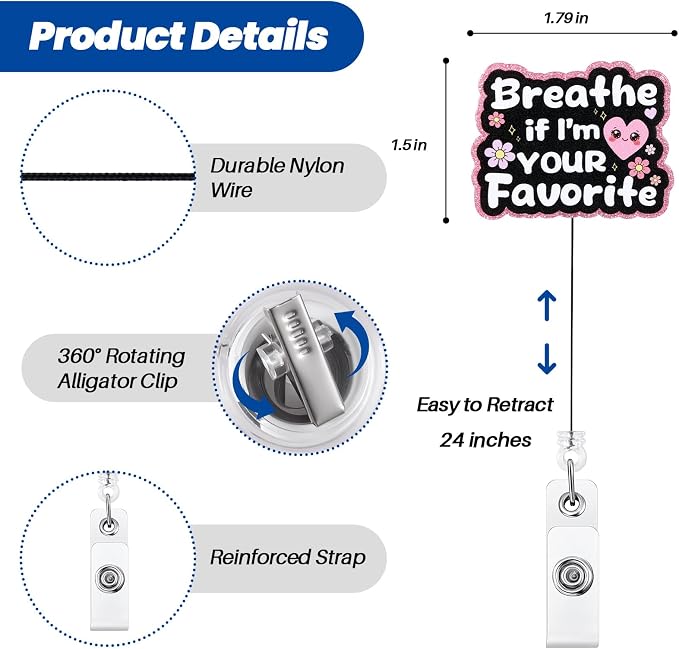 Breathe If I'm Your Favorite Funny Respiratory Therapist Nurse Badge Reel - Image 3