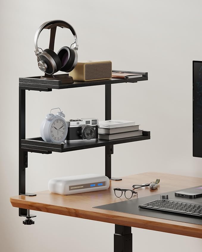 Clamp On Desk Shelf 2-Tier, 16.5 in Wood Shelving Unit by ART-GIFTREE