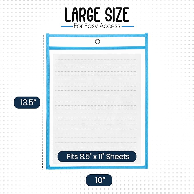 Essex Wares - 6 Pack, Light Blue, Water-Resistant Dry Erase Pocket Document - Image 2