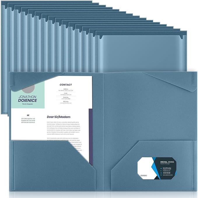Henoyso 36 Pack Blue Gray Plastic Folders by Henoyso