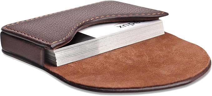 Cofee Leather Business Card Holder Case by Ocadux