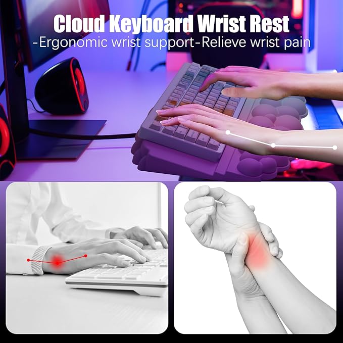 Ergonomic Wrist Rest for Keyboard, Soft Memory Foam Cloud Keyboard Stand Pad - Image 2