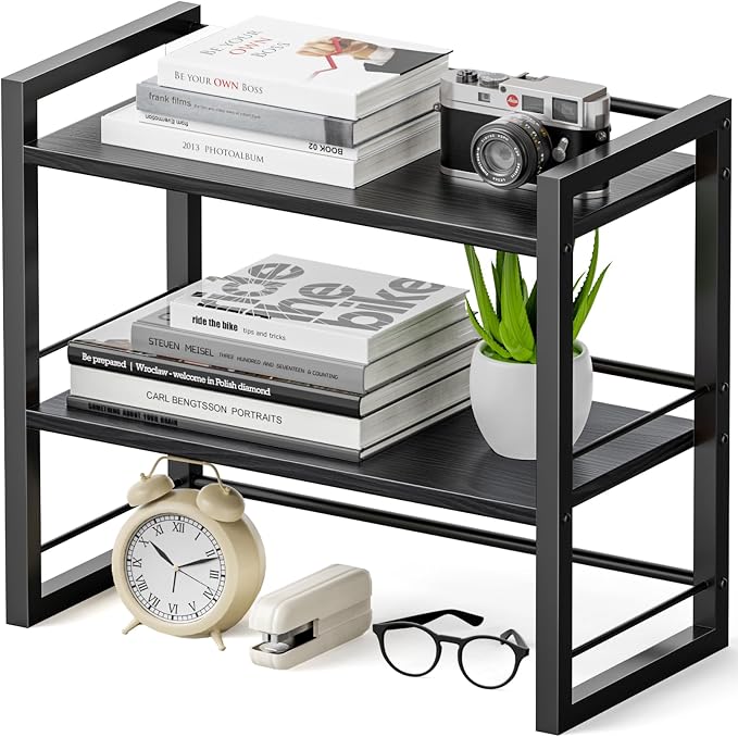 Office Desk Shelf Organizer, Wood Desktop Bookshelf Supplies Storage Rack by ART-GIFTREE