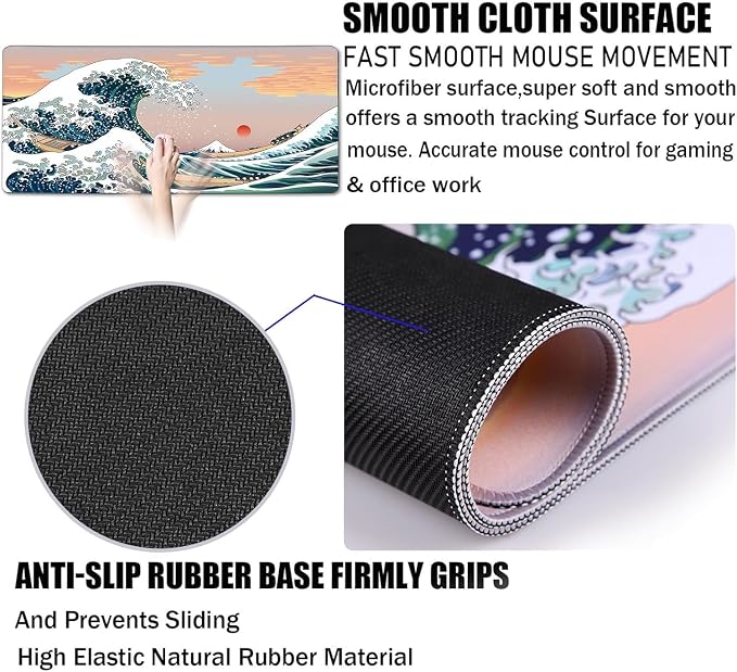 Japanese Large Mouse Pad, Desk Mat Office Desk Pad, Extended Large Mouse Mat - Image 4