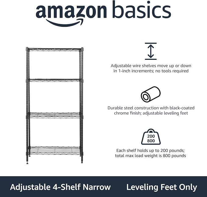 Amazon Basics 4-Shelf Steel Wire Storage Shelves - Image 4